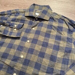 Peter Millar Shirt Mens Medium Plaid Flannel Cotton Long Sleeve Button Casual